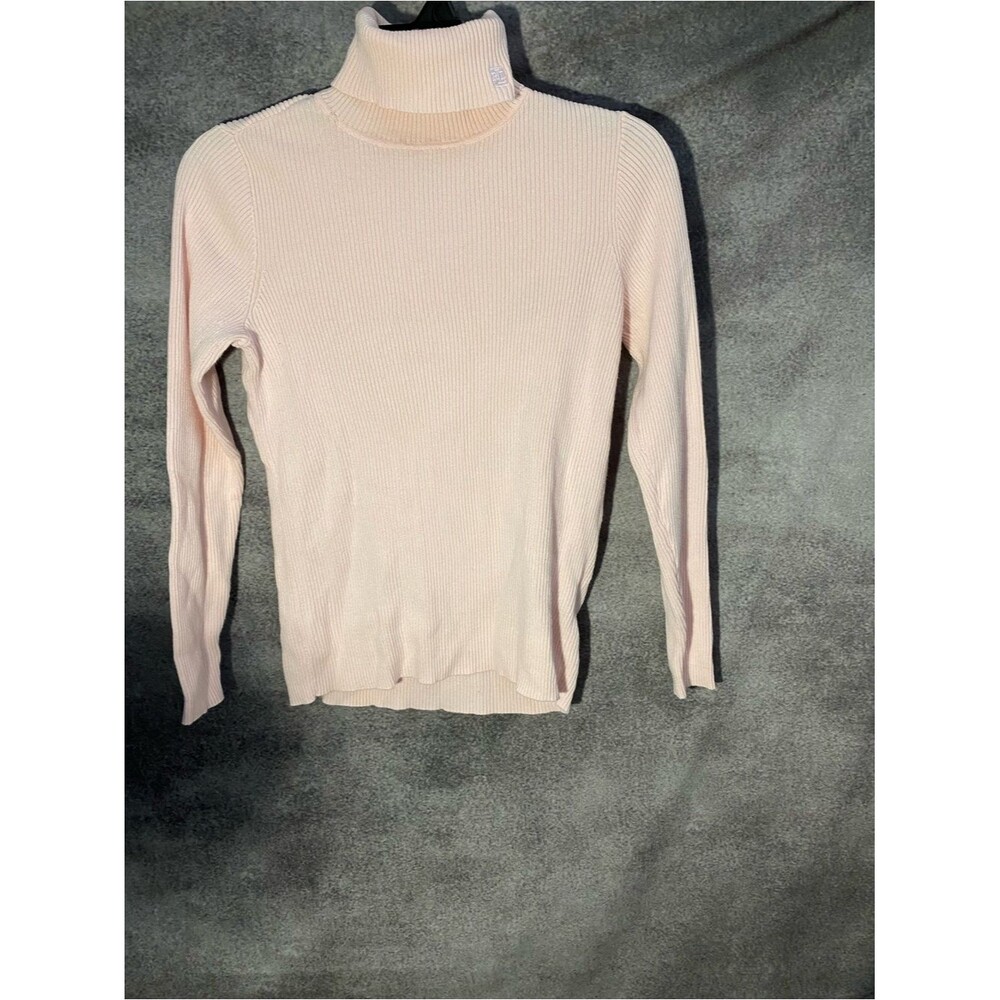 Lauren Ralph Lauren Pink Ribbed Turtleneck Sweater Top Womens Small 100% Cotton